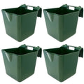 Horse Feed Bucket, 15 Quart Plastic Stall Hook Over, Green 4-Pack | Sturdy Hooks Secure to Gates or Fences, Versatile Bucket Suits Goats, Sheep, Livestock in Farms, Workshops, Yards