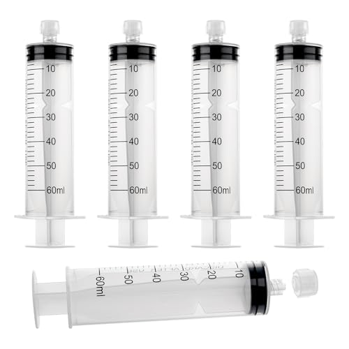 60mL Syringes without Needle, Sterile, Individually Wrapped | Luer Lock Syringe with Cap, Accurate Liquid Measurement for Lab Use and Home Care, 10 Pack - style: 60ML