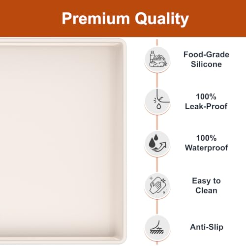 34" x 22" Extra Thick Silicone Mat Waterproof with Raised Edge, Beige | Under Sink Mat for Kitchen & Bathroom, Kitchen Cabinet Liner, Multi-Purpose for Storage & Protection - color: Beige, size: 34"L x 22"W