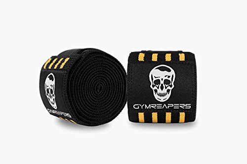 Gymreapers Knee Wraps for Squats and Powerlifting 72 Inch Compression Wraps with Strap for Men & Women Weightlifting Support - color: Desert Tan