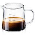 Honeydak 1 Pack 12oz Glass Espresso Measuring Cup for Milk Frothing | Heat Resistant V-shaped Spout, Measurement Markings, Microwave Dishwasher Safe, Gift for Coffee Lovers and Latte Making