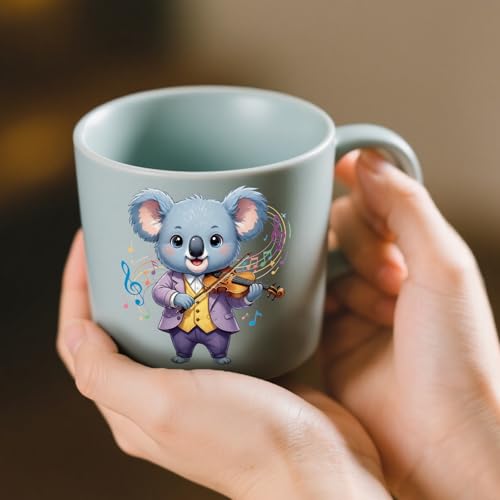 GLOBLELAND 18 Sheets Animals Musician Transfer Sticker for Cup Crafts 3.9x3.6 inch Musical Cat Dog Decal Stickers Monkey Hedgehog Rub on Transfer for Music Festival Bottle Vase Glass Furniture Decor - style: Musical Animals