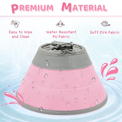 Cat Cone Collar Soft to Stop Licking, Adjustable, Foldable Lightweight Kitten Cones After Surgery Recovery for Cats & Kittens, Cat Cone Alternative, Easy Eating (Solid Pink, M) - color: Solid Pink, size: M
