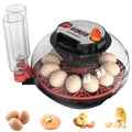 12 Egg Incubator for Hatching Chicken/Quail/Duck Eggs, Auto Turning, Digital Humidity/Temp Control, LED Candler, Auto Water Refill, 360° View (Smart Sensor) - color: Onyx Crimson