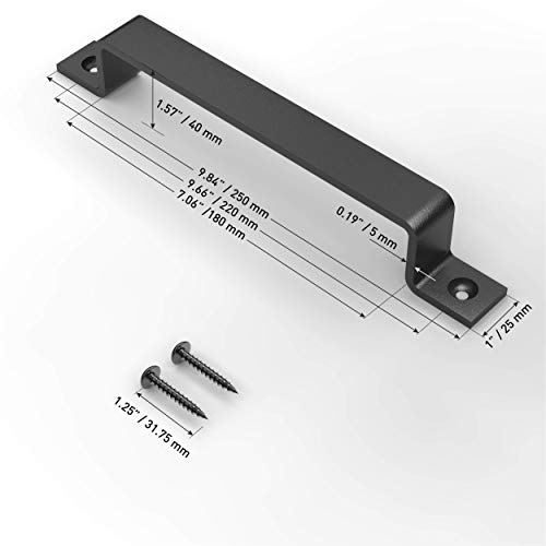 10 Inch Straight Bar Barn Door Handle - Black Cast Iron Pull for Sliding Doors, Gates, Sheds, Fences, Closets - Indoor Outdoor Farmhouse Hardware - size: 10 Inch, style: Straight Bar