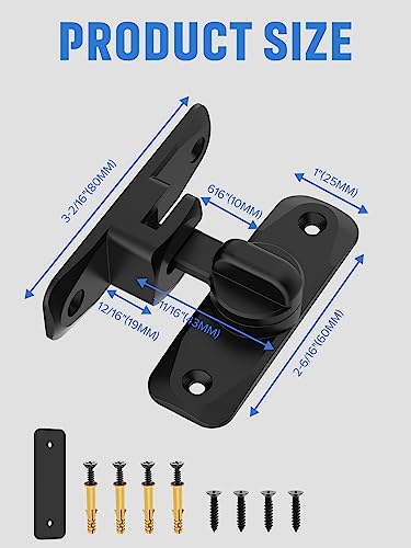 90/180 Degree Flip Barn Door Lock, Sliding Door Latch, Black-4PCS | Protect Privacy - Security Lock, Small Gate Latches Hardware for Barn, Garden, Bathroom, Cabinet, Window - color: Black-4PCS