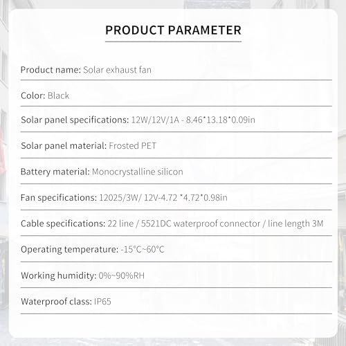 Solar Powered Fan, 15W Waterproof Solar Panel Exhaust Intake Monocrystalline Fan with 9.8Ft On/Off Cable for Outside/Inside Shed, Chicken Coop, Coop&Warehouse&Greenhouse, Doghouses Cooling Ventilation