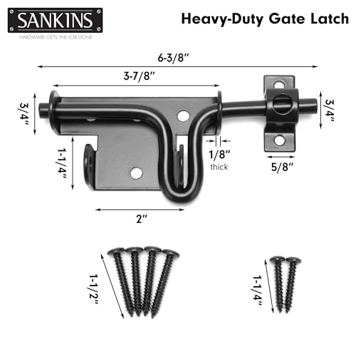 Slide Bolt Gate Latch Lock for Wooden Fence with Padlock Hole, 1pcs | Heavy Duty Black Sliding Bolt Gate Lock Latch Hardware, Door Gate Latch Barrel Bolt Latches for Wooden Vinyl Fence Barn Shed - size: Upgrade