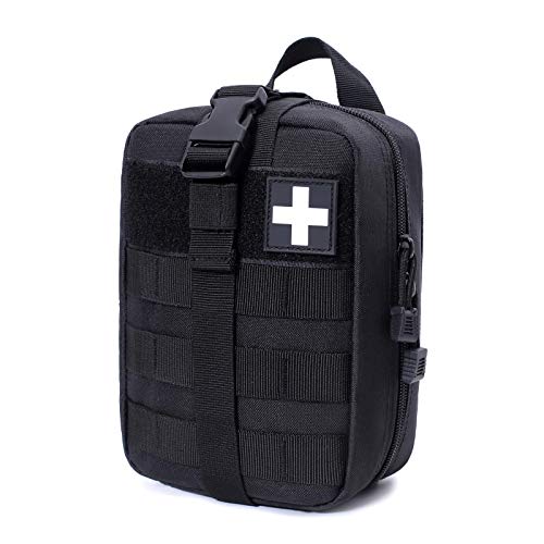 Molle Pouch, Sturdy 600D Nylon Tactical Medical Pouch,Rip-Away EMT First Aid Pouch (Bag Only) - color: black1