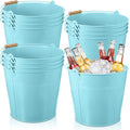 Didaey 12 Pcs 9 Quart Large Galvanized Metal Buckets with Handle Inch Heavy Duty Stainless Steel Pails Round Pail for Party Wedding, Crafts, Utensils, Table Centerpieces (Light Blue) - color: Light Blue