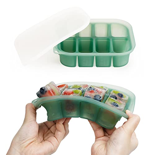 haakaa Silicone Baby Food Freezer Tray with Lid by haakaa - Perfect Storage Container for Homemade Baby Food, Vegetable & Fruit Purees, and Breast Milk, Pea Green - color: Pea Green, size: Large