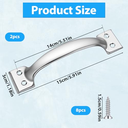 2Pcs V171 6-1/2" Gate Handle,Silver 5.5 Inch White Barn Door Handles | Metal Gate Pull Screen Doors Handles Stainless Steel White Screen Door Handle with Screws - color: Silver