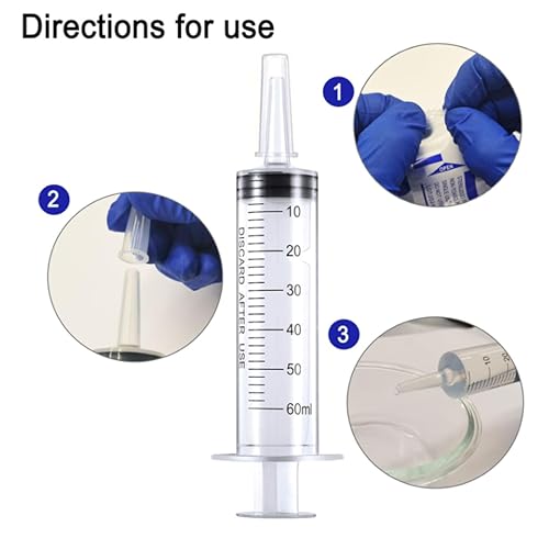 4 Pack 60ml Syringe for Liquid Without Needle,Syringe with Cap,Individually Wrapped,Measurement for Scientific Labs,Measuring Liquids,Pet Feeding,Oil or Glue Applicator (A 4 Pack 60ml) Straight Mouth - size: A 4 Pack 60ml