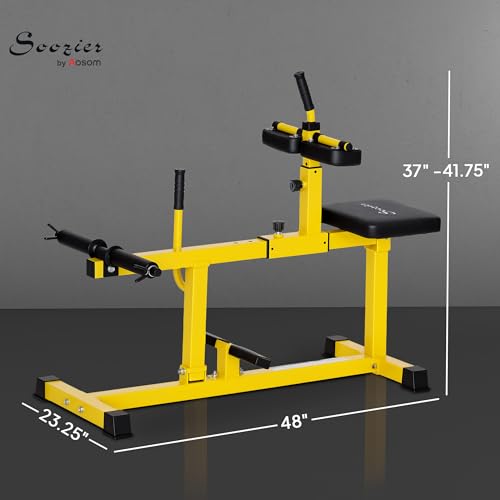 Soozier Seated Calf Raise Machine for Home Gym Waist Arm Training | Adjustable Calf Machine Leg Extension - color: Yellow