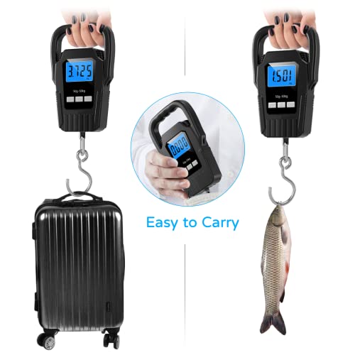 Digital Fish Scale Hanging Scale Fishing Scale, SKEAP 110lb/50kg Luggage Scale,Fish Weighing Scale, Upgrade Large Handle & Backlit LCD Display, Black,Fishing Gifts for Men,Black - color: Black