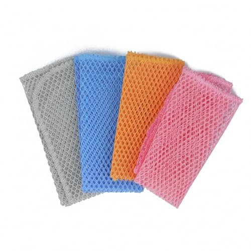4 Pcs Heavy Duty Dish Scrubbers, Non-Scratch Scouring Pads - Odorless & Long Lasting Mesh Dish Cloth - Replace Sponges - Kitchen, Floor and Bathroom Usage