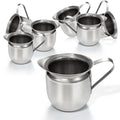 Fit Meal Prep [6 Pack] 8 oz Creamer Pitcher - Stainless Steel Bell Creamers, Mini Cup Container for Serving Milk, Coffee Cream, Salad Dressing, Maple Syrup, Espresso Machine for Restaurant, Cafes - size: 8 oz