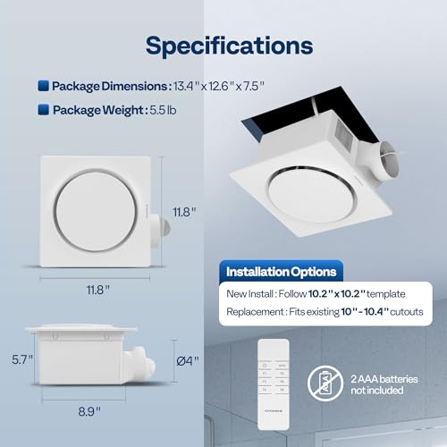 VIVOHOME EC Motor Bathroom Exhaust Fan with Humidity Sensor (160-110-50CFM | Energy-Saving AutoFlow,10.2-inch Ceiling Retrofit Bath Fan, No Attic Access Needed(Install Kit, 4-in Duct Included) - style: No Light &160-110-50CFM