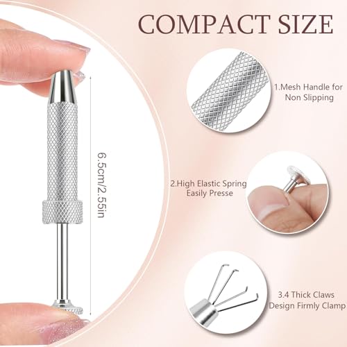 ONESING 2Pcs Piercing Ball Grabber Tool for Changing Jewelry, Stianless Steel Flat Back Earring Applicator Internally Threaded Push Pin Piercing Grabber Tool - color: Silver-B-2pcs