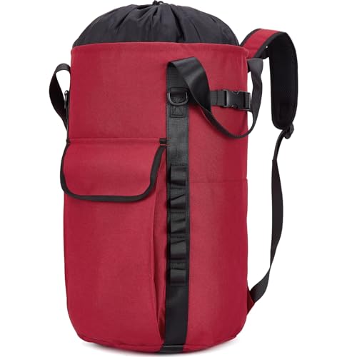 Arborist Rope Bag, 35L Tree Climbing Rope Bag, Arborist Equipment Bucket Backpack, Arborist Gear Carrier Bag with Side Pockets, Tough Rock Climbing Backpack, Rock and Tree Climbing Gear - color: Red