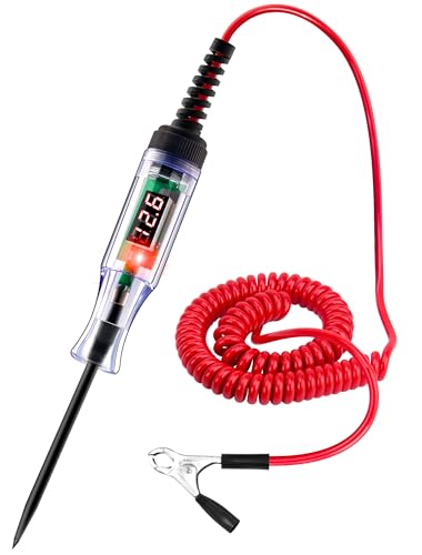 Automotive Test Light 5-90V Digital LED Circuit Tester with Voltage Display, Auto Bidirectional Light Tester, Electrical Voltage Tester with Extended Spring Wire & Probe for Car/RV/Vehicles
