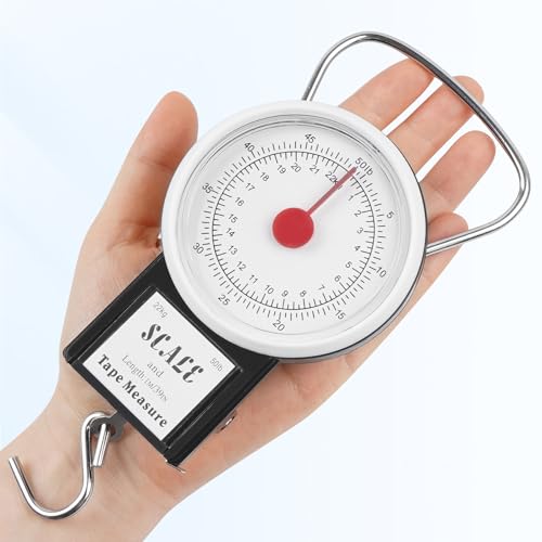 Mechanical Hanging Scale Multi-Purpose Luggage Scale Fishing Scale | Portable Spring Dial Fish Weight Scale with Tape Measure, for Fishing Kitchen Farms