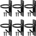 Black Metal Horse Stall Bucket Hanging Hooks | 6 Pack Wall Mount Feed & Water Bucket Holders With Mounting Screws, Farm Barn Equestrian Supplies