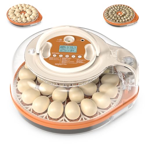 Incubators for Hatching Eggs, 26 Eggs Incubator with Automatic Egg Turning, Temperature & Humidity Control, Auto Water Refill, LED Egg Candler, Hatch Days Setting, for Chicken, Duck, Goose, Bird Eggs - color: Clear