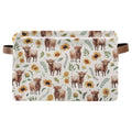 Rectangle Highlandcow Storage Basket, 14.9"11"9.4" Collapsible Box Bin with Handles - color: Highlandcow-white