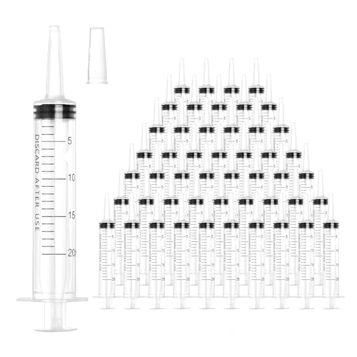20ml Plastic Syringe with Cap, Large Syringes without Needle for Liquid, Scientific Labs, Measurement, Pet Feeding ,Ink Refilling ,Oil or Glue Applicator, Individually Wrapped (50 Pack) - style: 20ml
