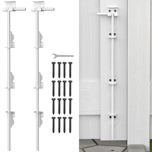 24" Cane Bolt Drop Rod for Gate, White Heavy Duty Gate Latch 2 Pack | Gate Latch for Wooden Fence Metal Gates, Gate Ground Stopper Hardware for Wood PVC Vinyl Metal Gates - color: 24"-White, size: 2 Pack