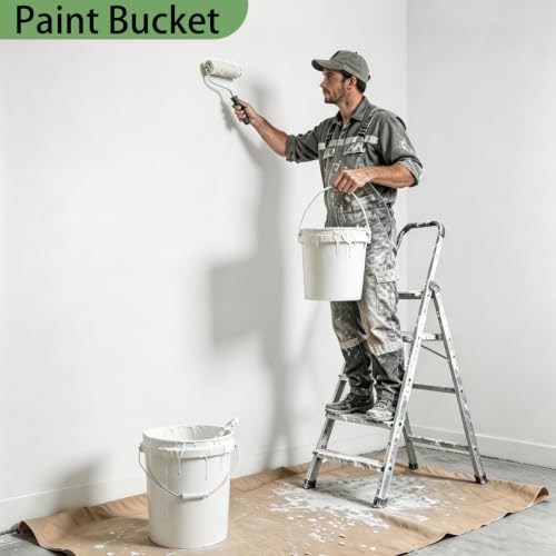 5 Gallon Large & 2.5 Gallon Small Bucket Set with Handle (2 Pack), Plastic Bucket for Cleaning Car Wash Paint Garden Outdoor, Food Grade Plastic Container for Water Kitchen Storage, White - size: 1 x 5 Gallon & 1 x 2.5 Gallon