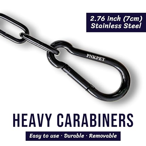 304 Stainless Steel Gate Chain 550lbs Capacity - 20" x 5/32" with M7 Carabiners, Chain Link Gate Latch for Outdoor Fence Livestock,Safety Hanging Metal Chain with 2 Carabiners, Black - color: 20in - Black - 1 Pack, size: 4mm