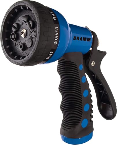 Dramm Revolver Heavy Duty Metal Garden Hose Nozzle – 9 Spray Patterns, High Pressure Jet, Thumb-Control Flow, Ergonomic Grip – Blue, (Pack of 6) - color: Blue, size: (Pack of 6), style: 9-Pattern Revolver