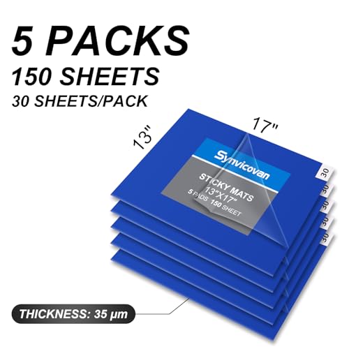 17" x 13" Sticky Mat (5 Packs,150 Sheets,30 Sheets/Pack) | Blue,Tacky Pads,Adhesive Floor Mat,for Cleanroom Laboratory Hospital Construction Pets Home Indoor Gymnasium and Workshop