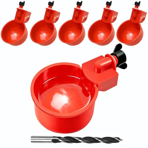 Chicken Waterer Cups, DIY Automatic Poultry Watering Bowl Device | Large 6pcs Turkey Waterer Feeder, Poultry Watering System Water Feeder Kit Suitable for Duck, Chicks, Goose, Bunny and Bird