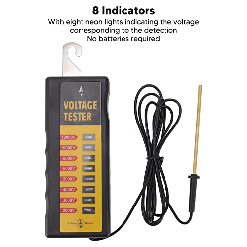 Generic Electric Fence Voltage Tester, 2000-12000V Wide Measurement Range with 8 Neon Lights, Portable Fault Finder, Ideal for Farms, Livestock & Ranch