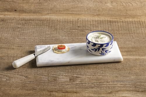 Mud Pie Marble Board With Blue Dip Cup Set