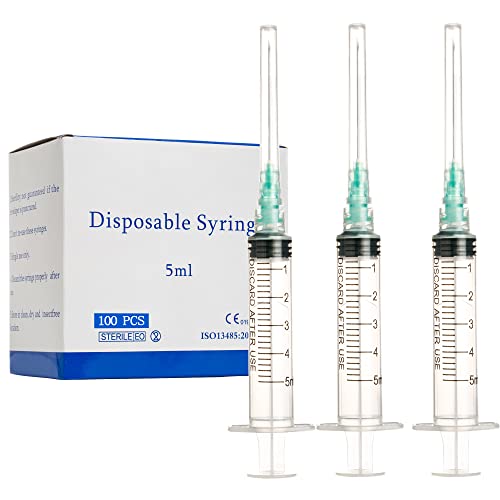 5ml Syringe with Needle 21 Gauge 1.5 Inch Luer Lock, Individually Wrapped - style: 5ML