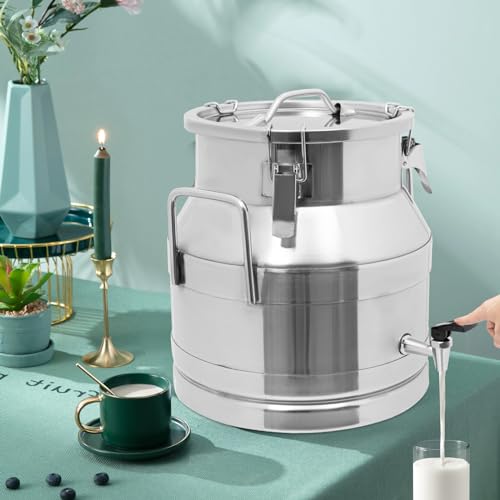 20L/5.28Gal Stainless Steel Milk Can 201 Stainless Steel Milk Jug Sealed Bucket Wine Pail Bucket Milk Can Liquid Storage Container w/Faucet & Sealed Lid for Milk Wine Water Liquid - size: 20L|w/Faucet|201