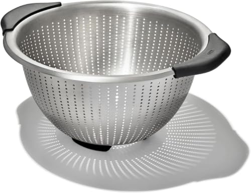 OXO Good Grips Stainless Steel Colander,5 qt. Capacity,Strainer with Non-Slip Handles,Kitchen Colander for Pasta and Vegetables,Nesting Stainless Steel Strainer and Sieve,(Pack of 12) - size: 5 Qt (Pack of 12)