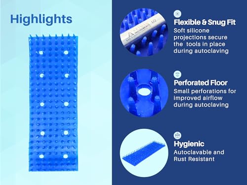 ARTMAN INSTRUMENTS Silicone Mat for 20,10,7,5 Instruments Autoclave Sterilization Dental Cassette Organizer Tray Surgical Dental (for 5 Instruments) - size: For 5 Instruments