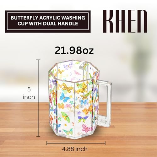 Butterfly Lucite Acrylic Washing Cup with Dual Handles, 5 Inch Negel Vasser, Netilat Yadayim | Elegant Judaica Hand Was for Jewish Rituals, Kohanim, Shabbat, Holidays & Everyday Kitchen Decoration - color: Butterfly