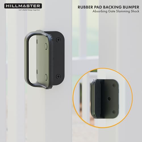 HILLMASTER 4-1/2” Black Nylon Polymer Gate Handle for Outdoor Fence, Sturdy Fence Gate Stop with Bumper Gate Stopper for Vinyl, Wood, Metal Gates, Fence Gate Hardware, Fasteners Included