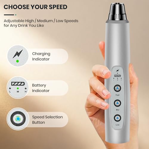 Colarlemo Milk Frother Handheld Rechargeable, Frother Wand Drink Mixer Electric Whisk for Coffee, Detachable With 3 Stainless Whisks, Hand Mixer for Lattes, Cappuccino, Matcha, Egg, No Stand, Silver - color: Silver, style: without stand