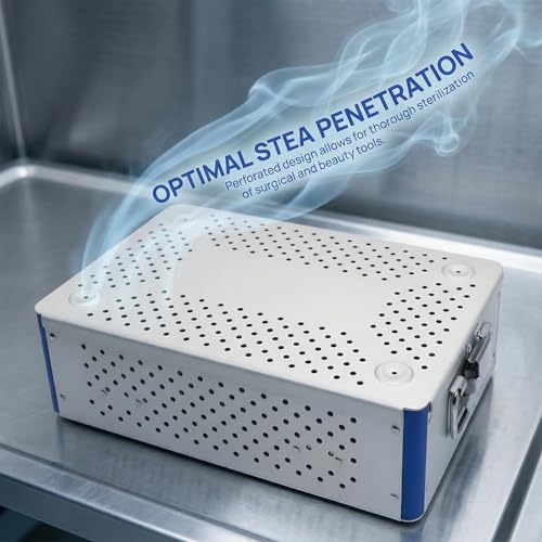 Autoclavable Aluminum Sterilization Tray, Silicone Mat for Ultrasonic Cleaning & Dental Tools 11.8"×7.9"×3.5"