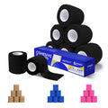 RISEN Cohesive Bandage 2” x 5 Yards, 6 Rolls, Self Adherent Wrap Medical Tape, Adhesive Flexible Breathable First Aid Gauze Ideal for Stretch Athletic - color: Black