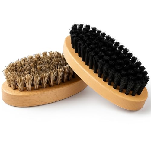 Goat Grooming Brushes, Soft Bristle and Firm Nylon Set, 2 Pack | Wooden Body Brushes, For Goats, Sheep, Calves, Horses, Dogs And Pigs, Face, Leg And Coat Grooming