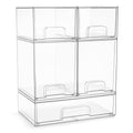 Sorbus Clear Stackable Storage Drawers (5 Pack, Complete Set) | Acrylic containers with pull-out bins keep cosmetics, brushes and daily items sorted on bathroom counters or in cabinets. - size: 5 Pack, Complete Set