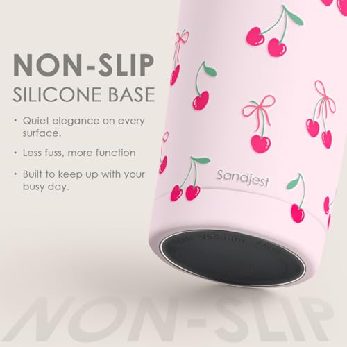 SANDJEST Cherry Tumbler 20oz, Stainless Steel Travel Cup with Lid, Insulated Coffee Mug, Cherry Gifts for Women Girls Friends Sisters on Birthday Christmas - color: Cherry 1